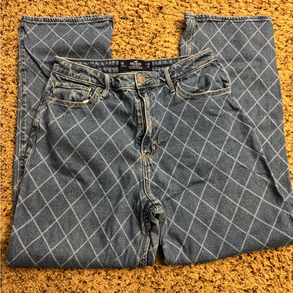 Hollister Diamond Pattern Straight Leg Jeans